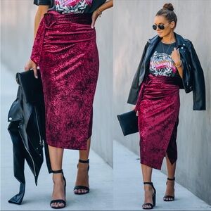 Vici Velvet Wrap Midi Skirt